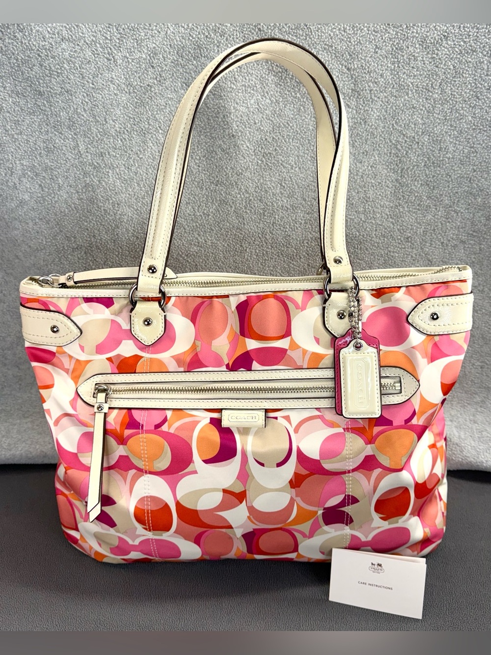 Coach Daisy Kaleidoscope Emma Tote Purse Pink Logo Tags C1381-F23939